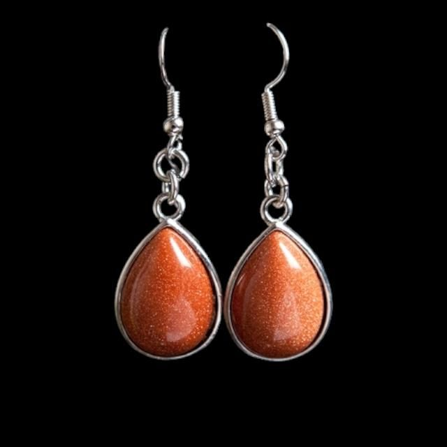 Boucles d&#039;oreilles pierre de soleil synthétique 