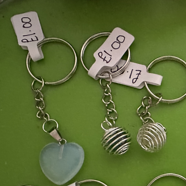 Crystal Heart Keyring (Moonstone)