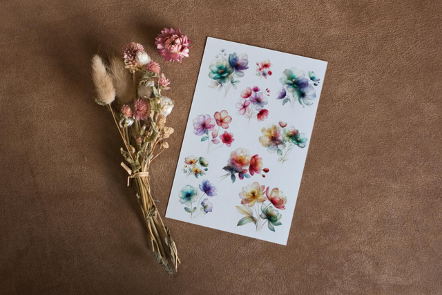 Stickervel Bloemen - "Etherische Aquarel Bloemen" - Rozeka 