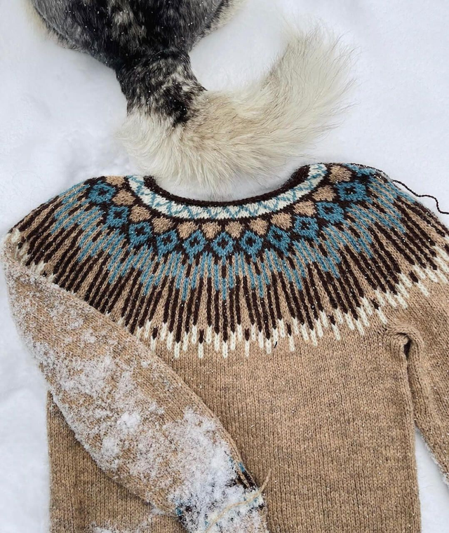 Hopi Sweater Kit - Col 25 (Camel Vidde and Luna) - Wool &amp; Pattern - Linka Neumann