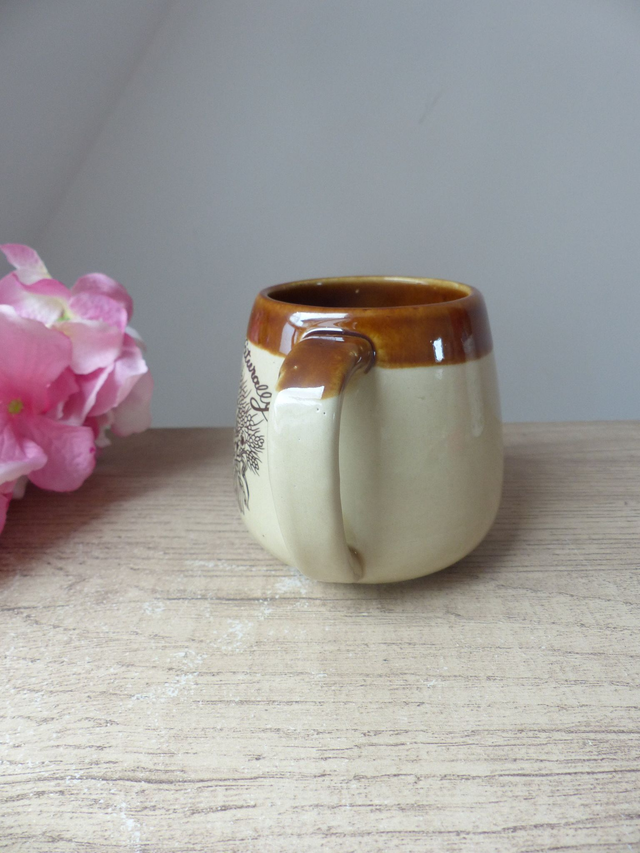 Mug Rustique en Grès Épi de Blé, Tasse Originale pour Café et Thé, Idée Cadeau Nature, Vintage Live Better Naturally, Bureau Déco Cuisine