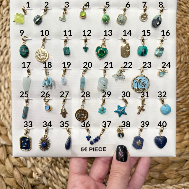 Charms Bleu &amp; Vert - Au Choix