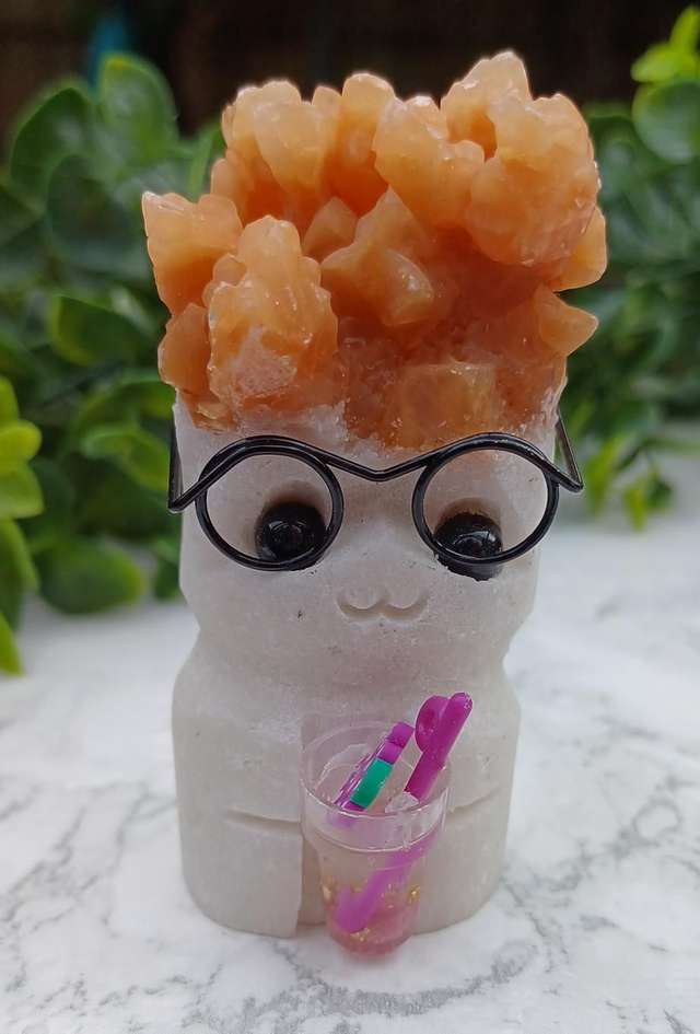 Crystal Critter Ron. Dogtooth Orange Calcite