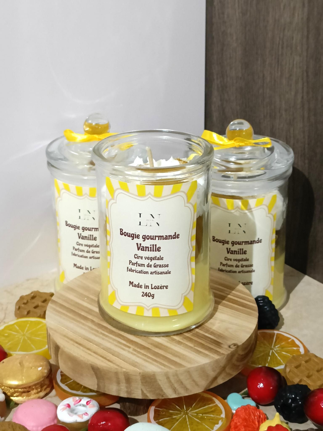 Bougie bonbonnière gourmande vanille