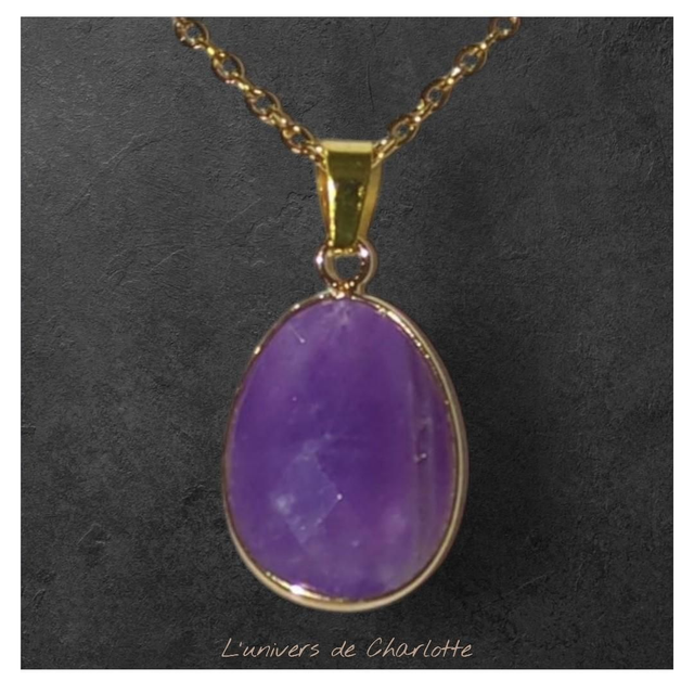 Pendentif &quot;Améthyste&quot; sur chaîne PN-501