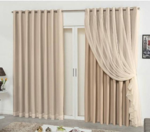 Cortina Blackout Tecido Com Voal 3,00A X 2,30L Sala/Quarto