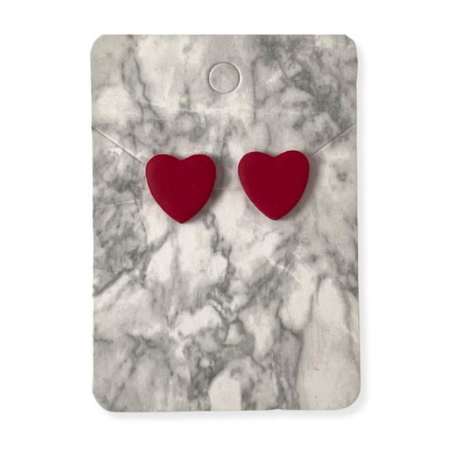 Red glitter heart studs
