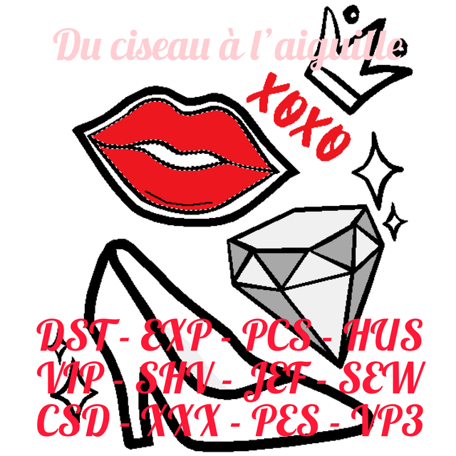 fichier broderie XOXO - Cadre 10x10 / 12 Formats