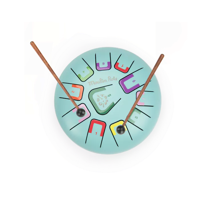 Tambour à languettes turquoise Puce &amp; Pilou - Moulin Roty