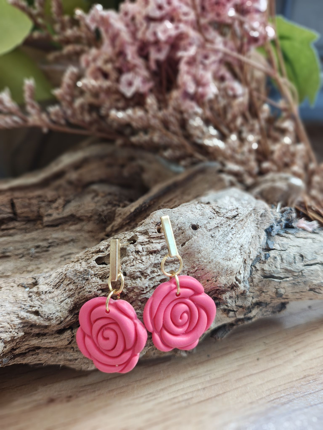 Pink rose Garden earrings