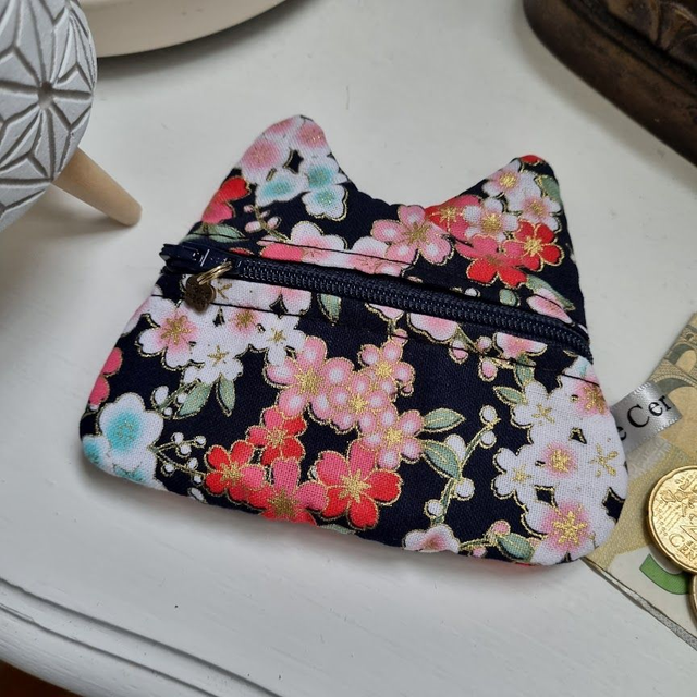 Porte-monnaie/cartes Chat "Nina" bleu marine