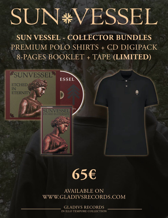 Pre-order:  Bundle Sun Vessel - Etched In Eternity - CD + Cassette + polo (Available in mid-October)