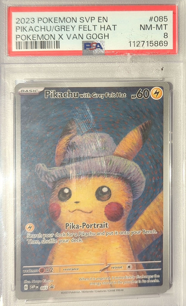 2023 Pickachu Grey felt hat #085 - PSA 8