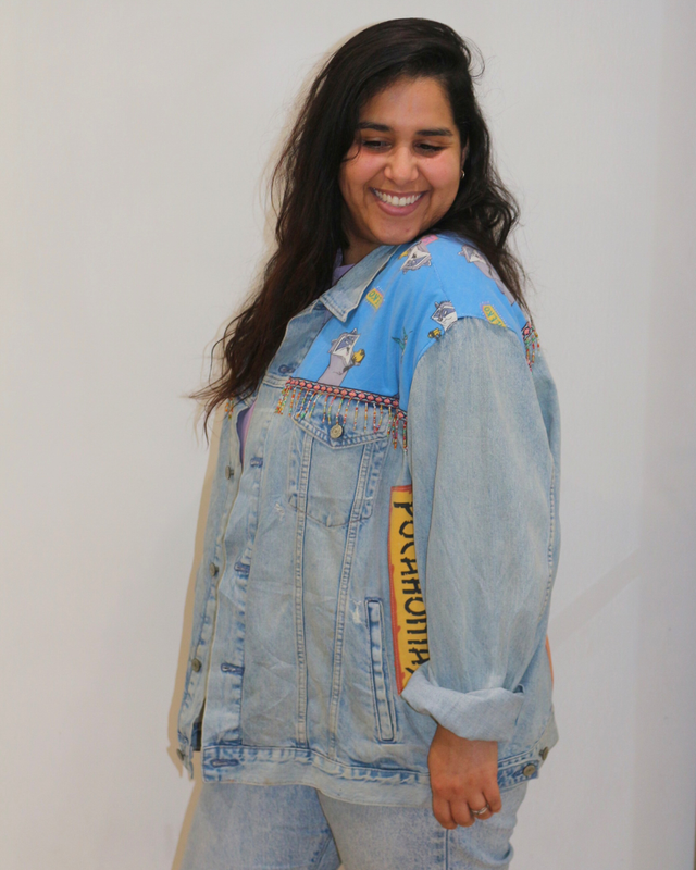 🍂 Veste en Jean Upcyclée "Grand Esprit Pocahontas" – Pièce Unique XXL
