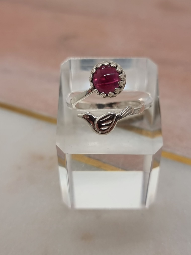 Garnet Stone Bird Ring