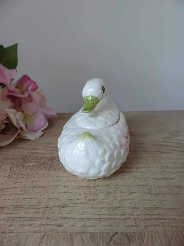 Cygne petite poubelle de table pour apéritif en barbotine, boite cygne, vide poche cygne en céramique, décoration de table oiseau vintage