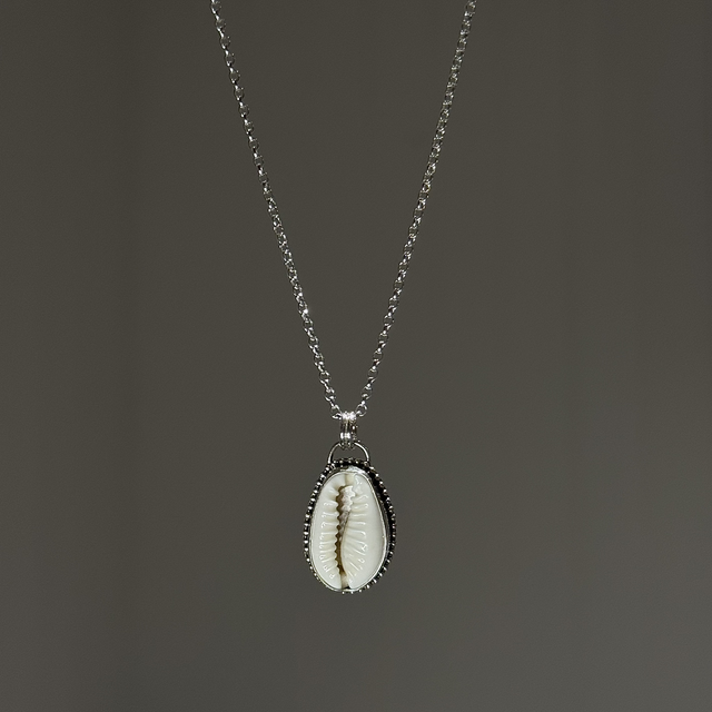 Cowrie Silver Bead Necklace