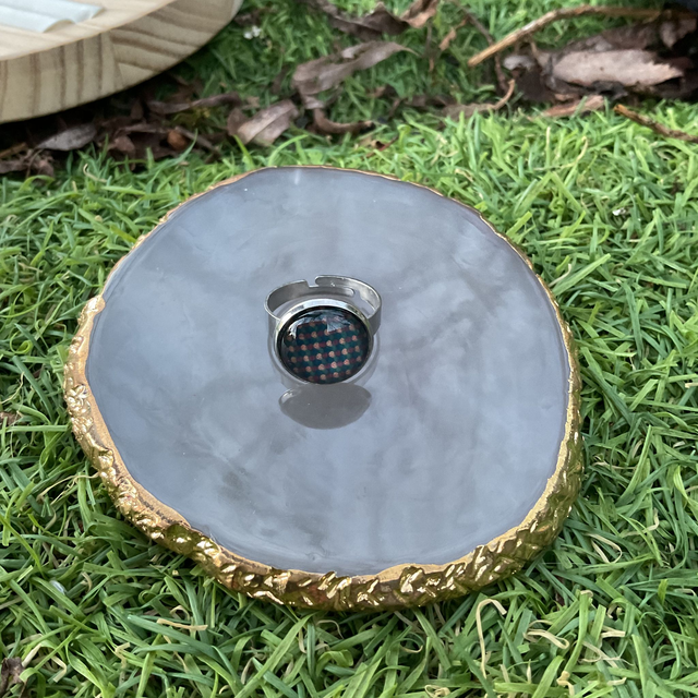 Adjustable glass dome ring. Colourful design. Handmade.