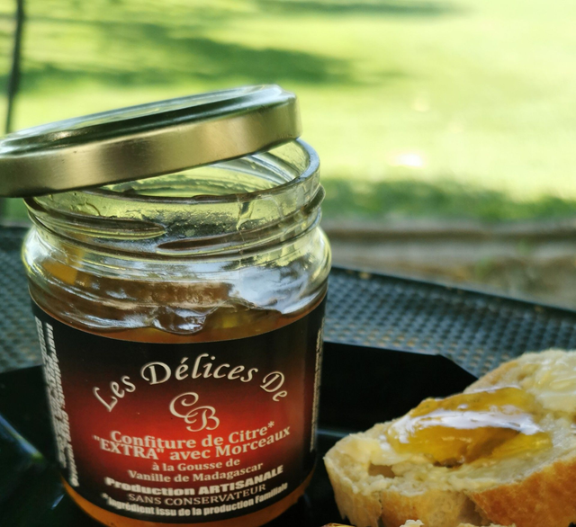 Confiture de Citre &quot;Extra&quot; avec Morceaux à la gousse de vanille de Madagascar 220g
