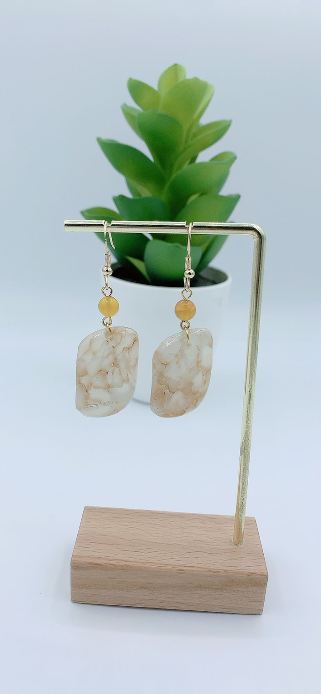 Boucles Effet marbre / Perles d'Agate