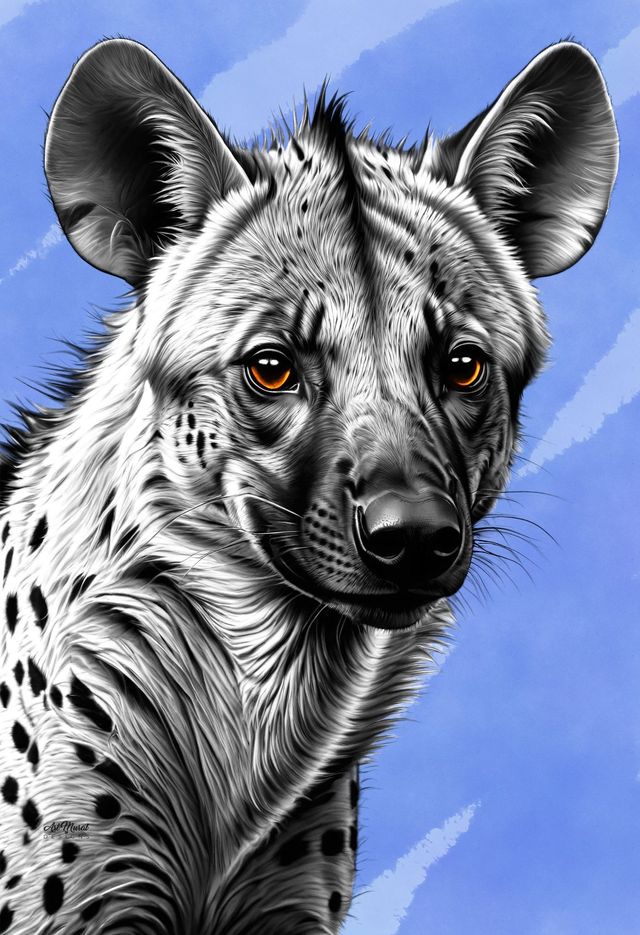 Tableau Hyène Noir & Blanc 🐾 | Art Animalier Moderne – Décoration Murale Sauvage 🖤
