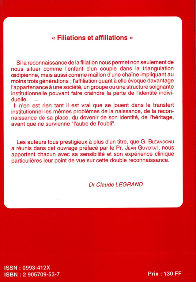 Filiations et Affiliations de Gérard Bléandonu
