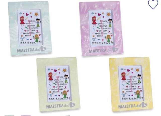 Portafoto in ceramica lucida da appoggiare decori Maestra