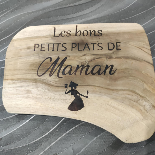 Sous plat ou plaque décorative bois brûlé Les bons petits plats de Maman