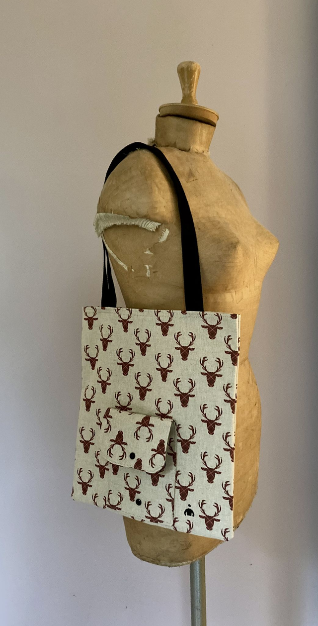 Tote bag rennes pliable (Anses noires coton)