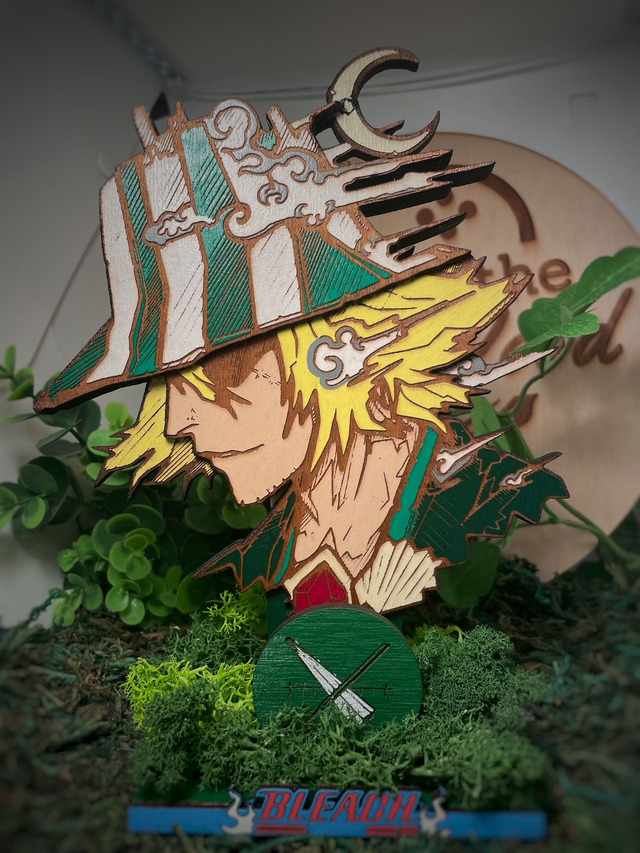 Figurine bleach, kisuke urahara en bois
