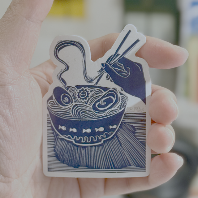 Sticker bol de ramen bleu de Prusse mat 