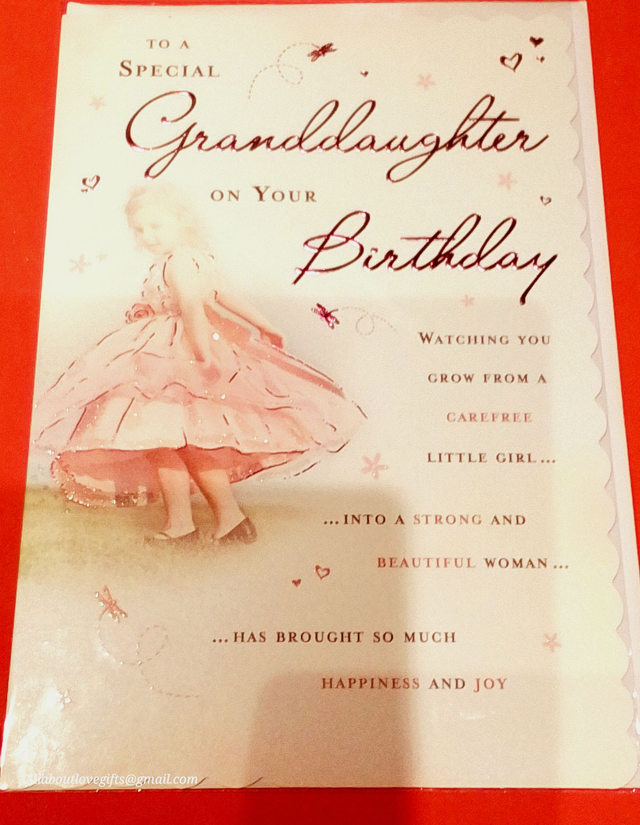 Granddaughter Birthday Card Beautiful Design, Foil Lettering,  Sentiment Words 