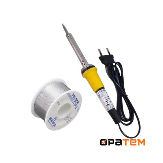 Kit Ferro De Solda Soldar Soldador 110v ou 220v 40w ou 60w Com Rolo de Estanho Reforçado