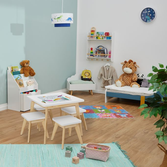 relaxdays Ens. sièges pour enfants MDF / bambou, 5 pièces