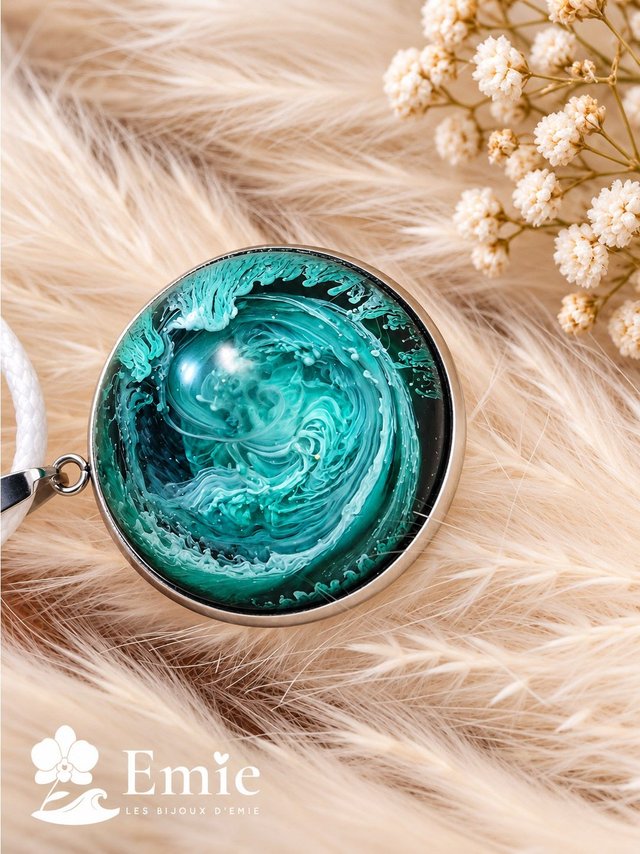 Colliers - Céleste ✨ Vert crémeux - Résine Epoxy