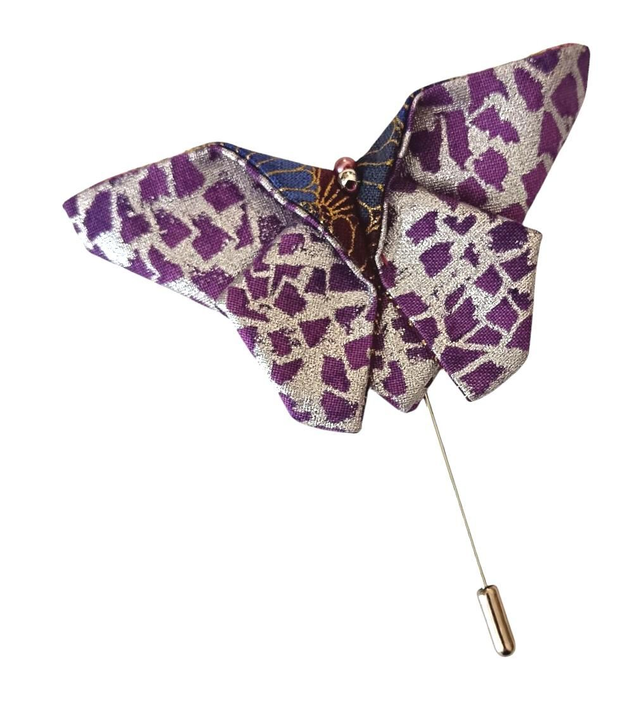 Broche origami / Epingle à chapeau / Broche origami papillon argent et violet 