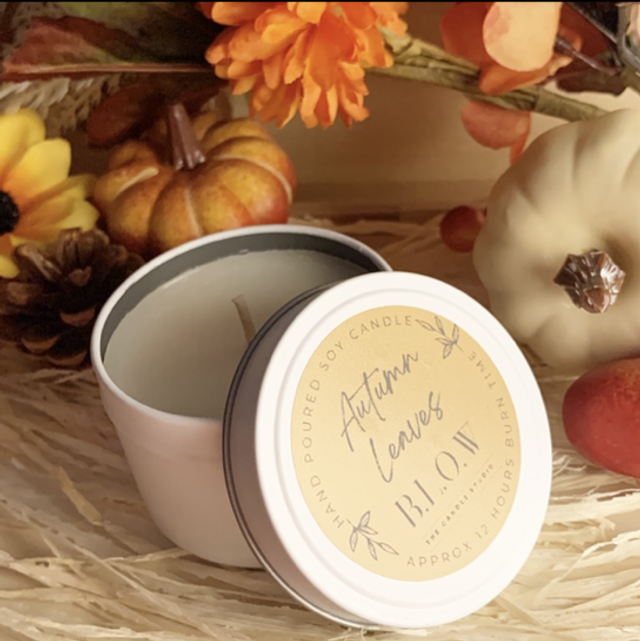 Autumn Leaves Tin Candle