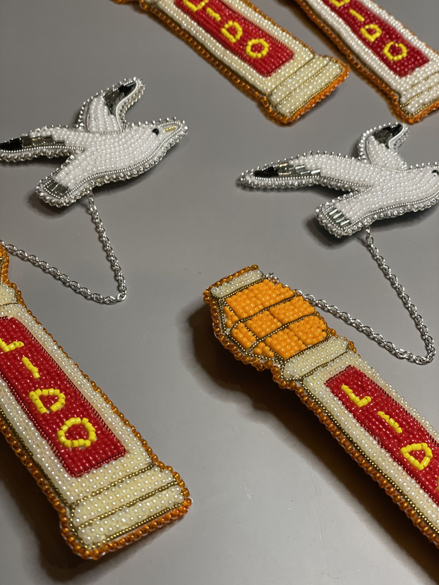 Margate Lido beaded brooch with seagull