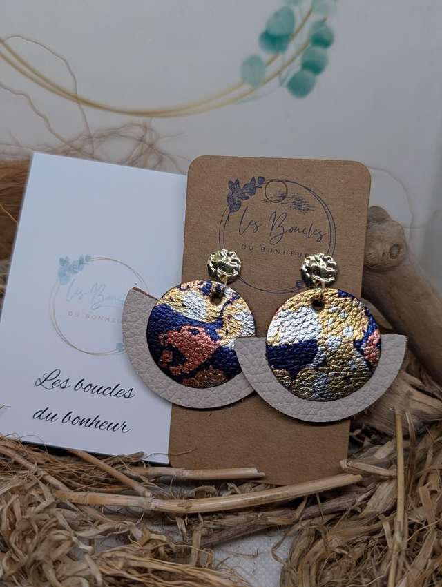 Boucles d'oreilles Dona marine dorée do097