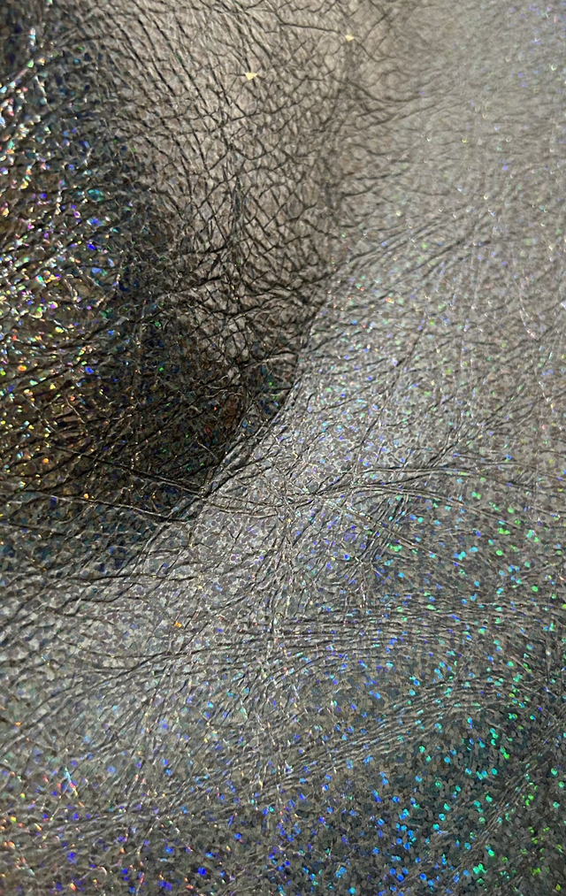 Chute de cuir bleu foncé holographique 16X26cm
