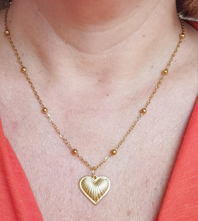 Collier coeur de Barbie acier or inoxydable