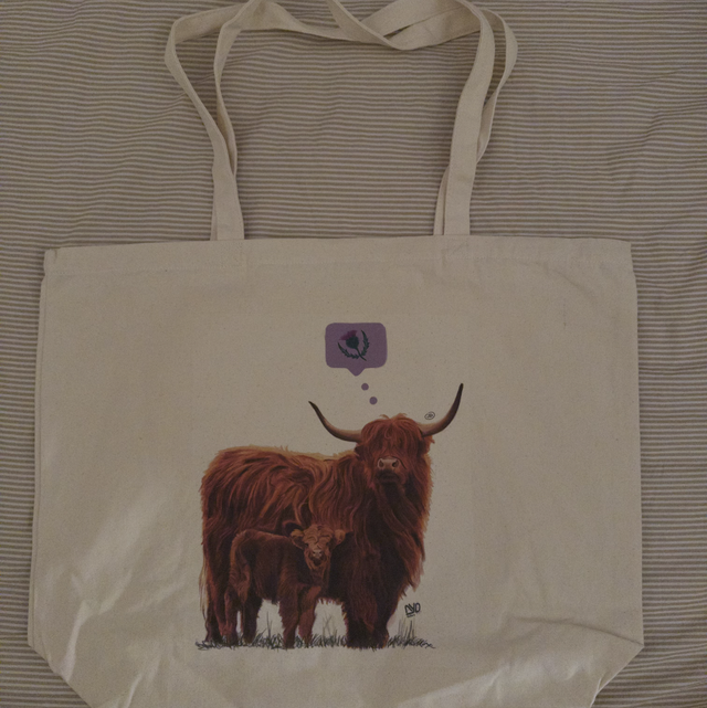 Highland Cow Cotton Canvas Tote Bag (52cm x 40cm)