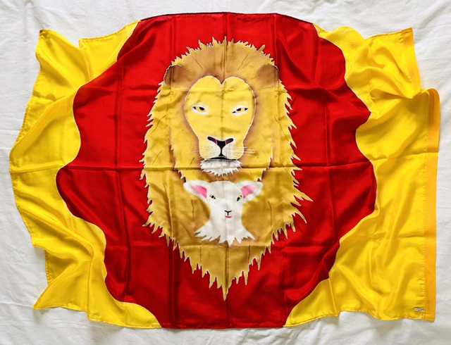 Lion et l’Agneau Esaïe 53.7 Soie épaisse livrée sans tige 