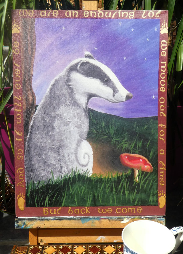 Open Edition Canvas Panel Print, from my "Animals in Folklore" collection, "Badger in Twilight"