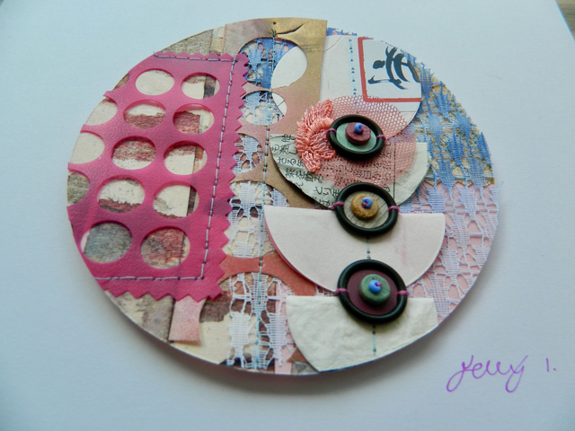 Square Paper + Stitch Collage - Pink 