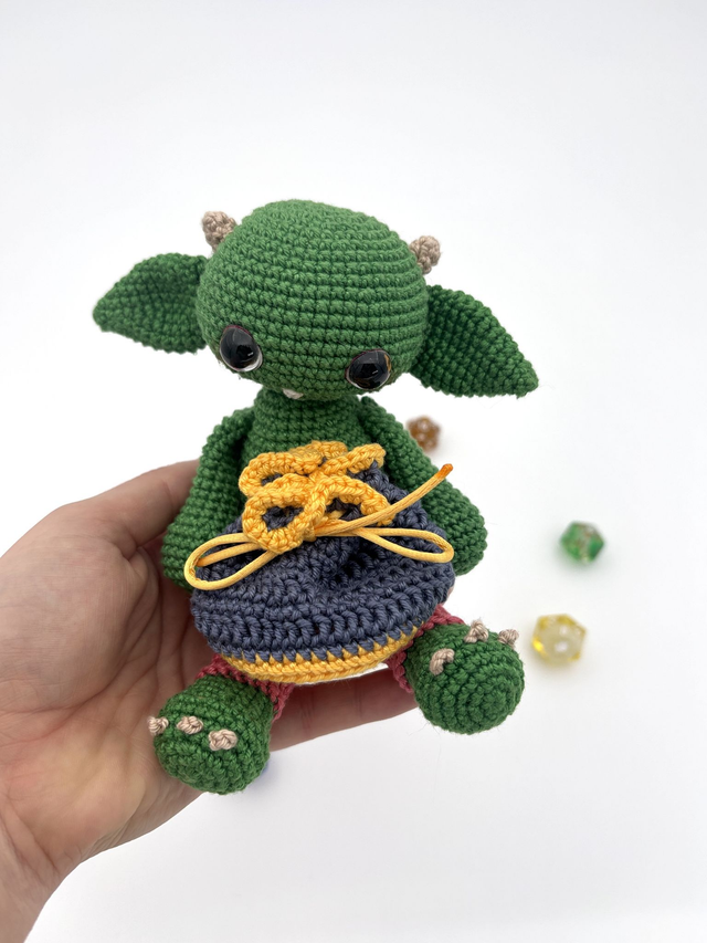 Goblin Dice Bag - Green with blue bag