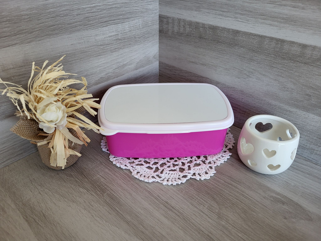 Boite à gôuter blanche rose