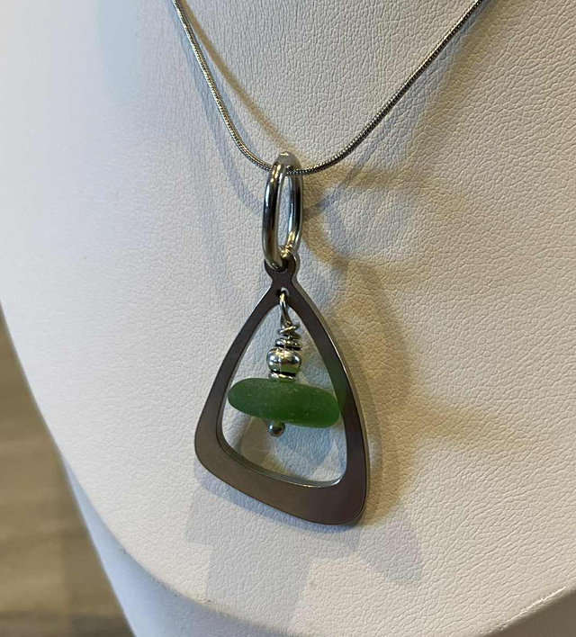 Green sea glass necklace 