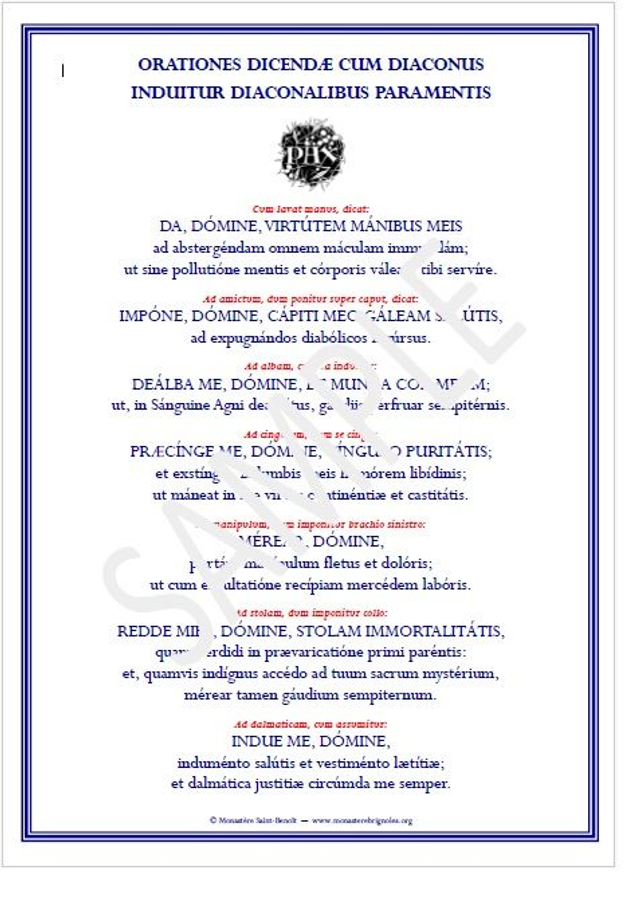 Cartes de prières d'investiture - Vesting prayer cards