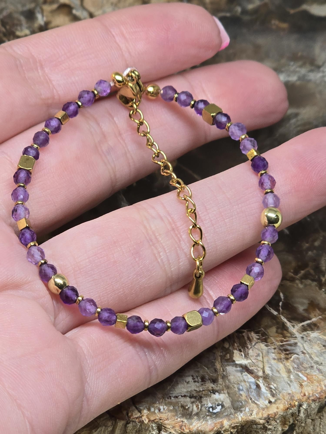 Bracelet Améthyste à facettes en 0,4 cm